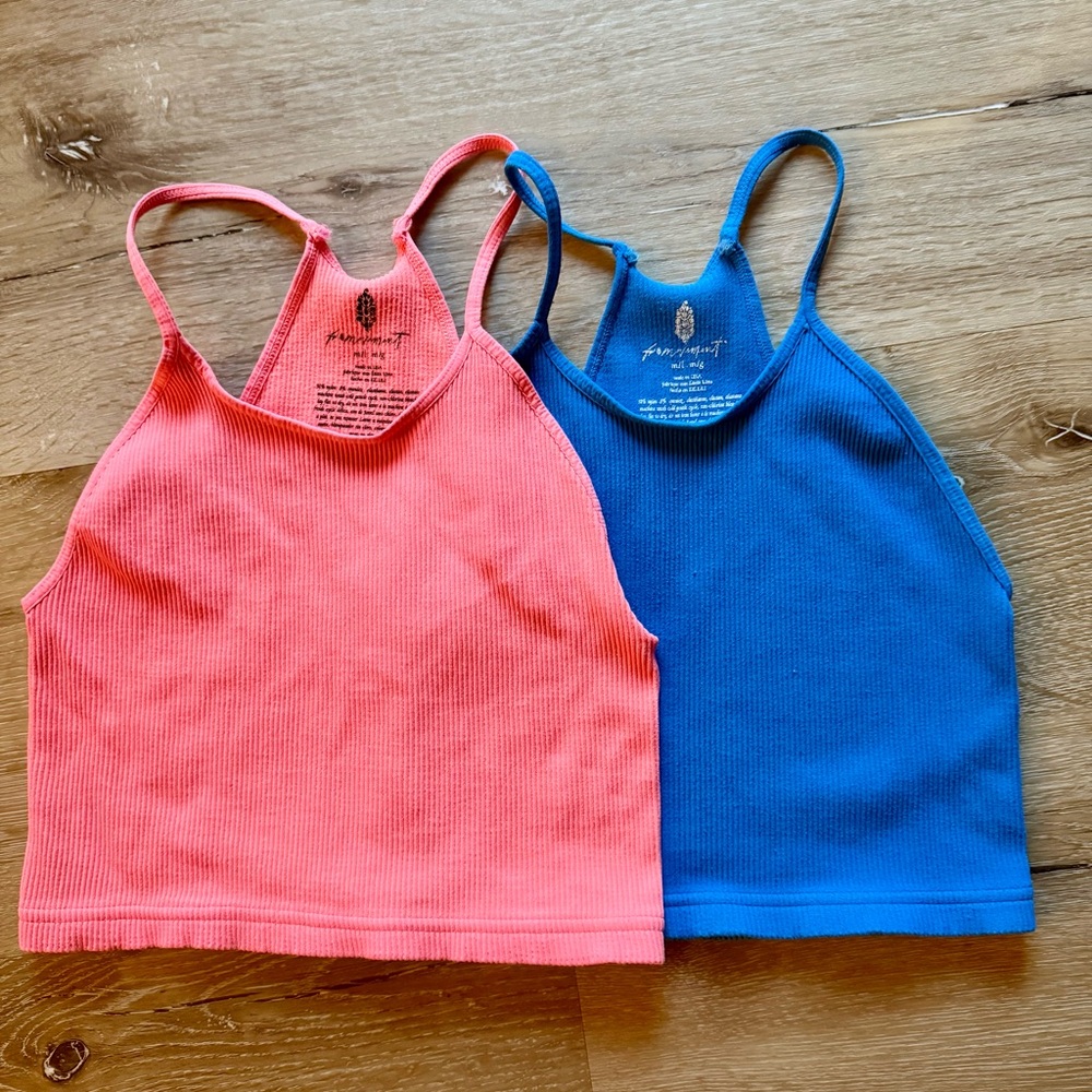 Free People Movement Happiness Runs Top- Coral and Blue